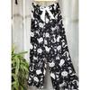 Pijamas de seda de algodón de verano para mujer, pantalones anchos con estampado suelto