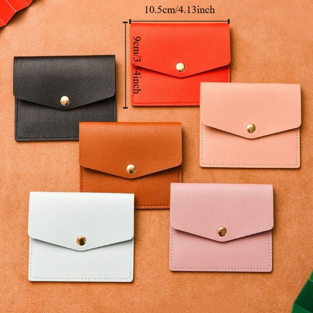 Solid Color Thin Envelope Card Bag Wallet Snap Button Coin Purse Retro Mini Wallet Women