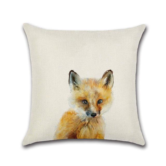 Cute Cartoon Rabbit Printed Cushion Cover Cotton Linen Bear Owl Pillow Case Sofa Decorative Pillowcases Cover Funda De Almohada