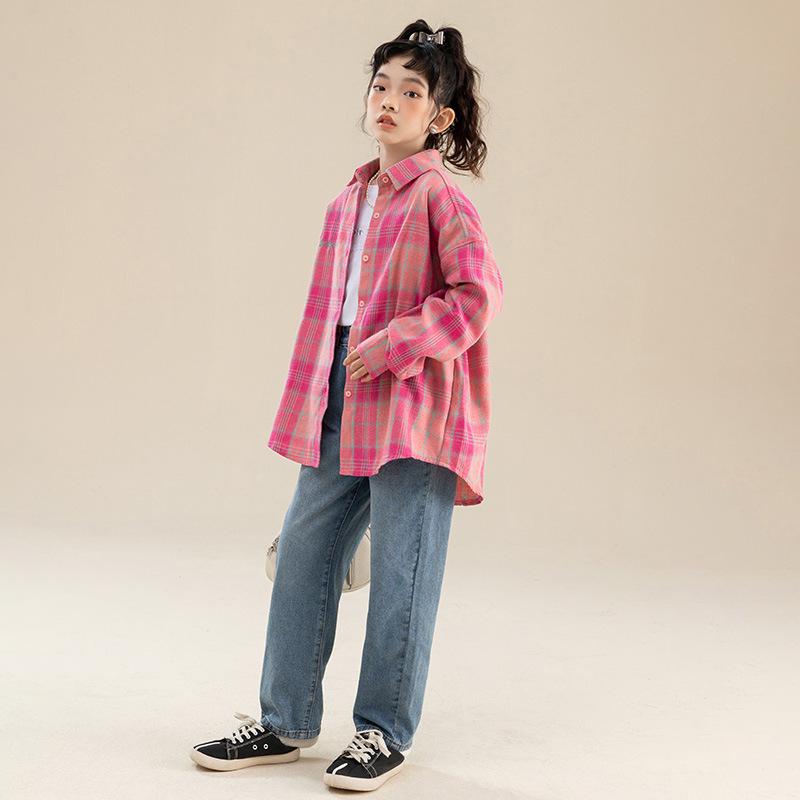 2025 Girls' Plaid Shirt: Trendy Spring & Autumn Fashion for Kids