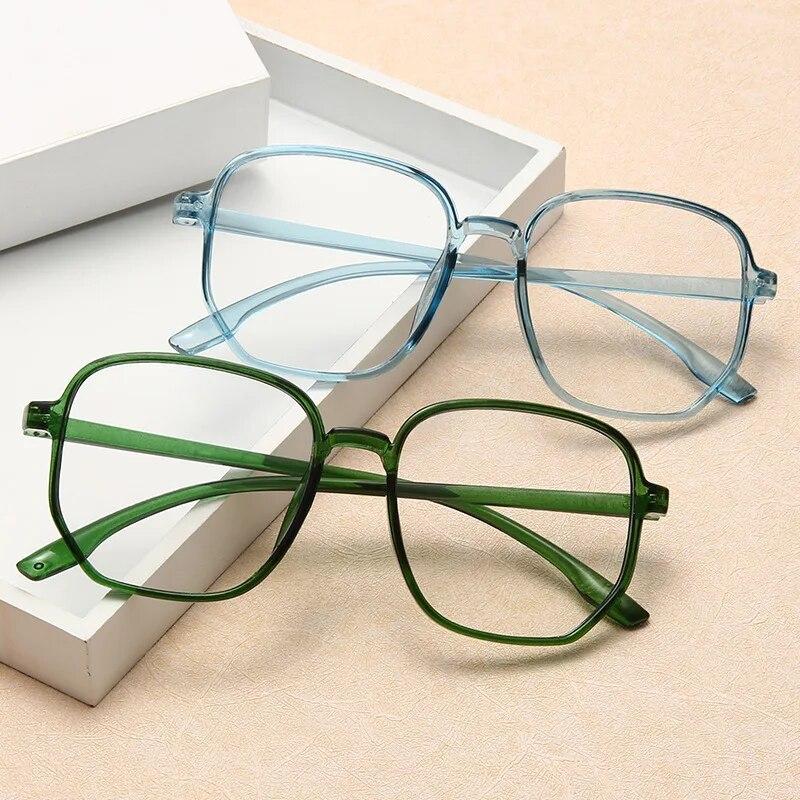 New Finished Myopia Glasses Men Women Large Eyewear Ultralight Square Big Frame Near Sight Eyeglasses Diopter 0 To -4.0