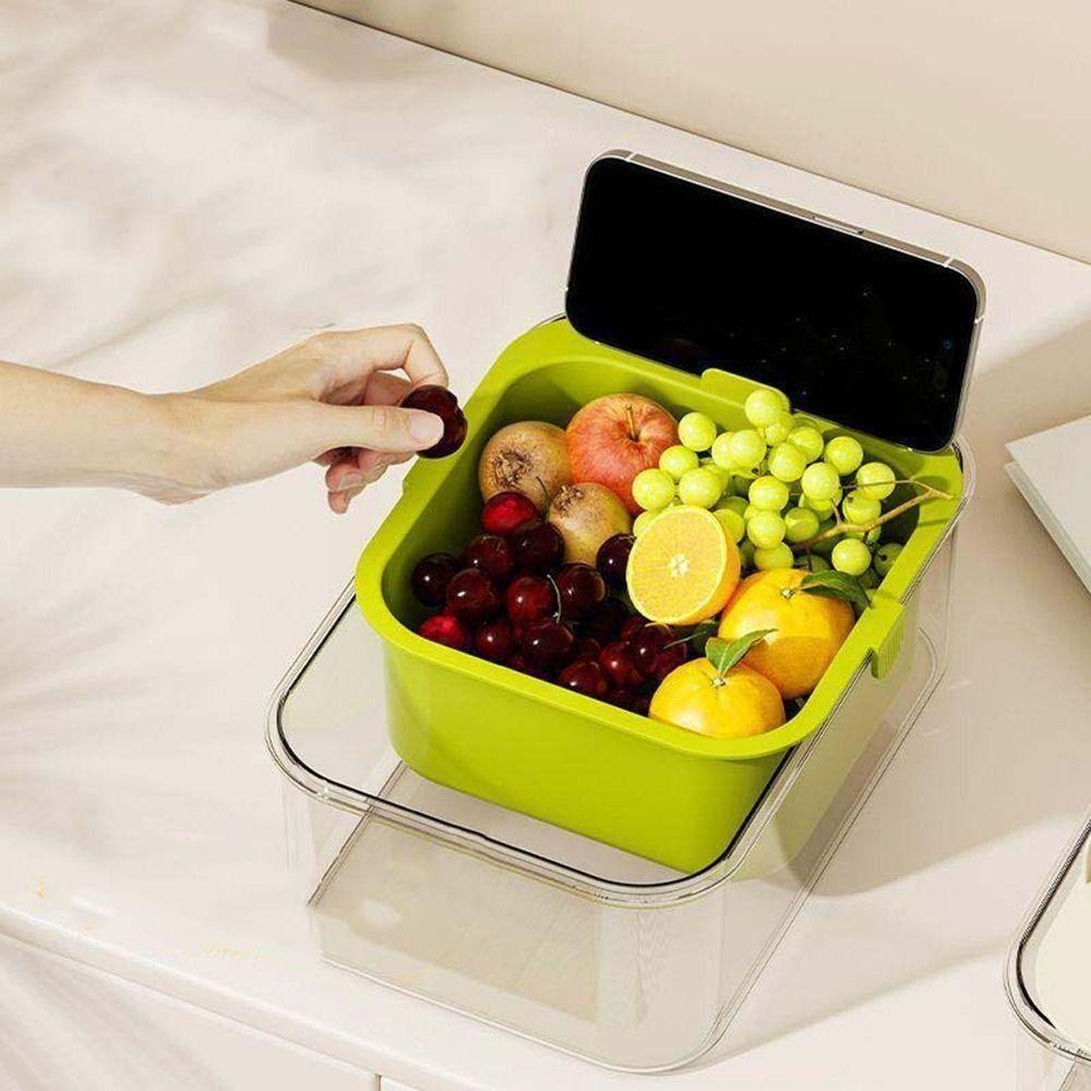 Double Layer Snack Holder Phone Holder Slot Snacks Dry Fruit Box Fruit Draining Basket Household