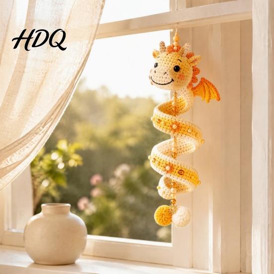 Handgefertigte Drachenskulptur DIY Spiral-Hängeornament-Set Einfache Montage Dekorative Kunsthandwerk Dekoration Handgefertigtes Häkelset für Zuhause Klassenzimmer