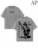 Feral Gothic Washed T-Shirt, Y2K Engel Flügel Grafik T-Shirt, Vintage Säurewaschung Oversized Shirt, Grunge Streetwear T-Shirt, Unisex Retro Goth Top