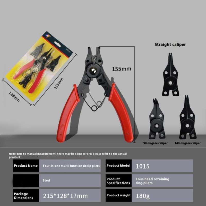 Professional Alloy Steel Circlip Pliers Kit With 4 Interchangeable Tips For Precisions Adjustments In Tight Spaces