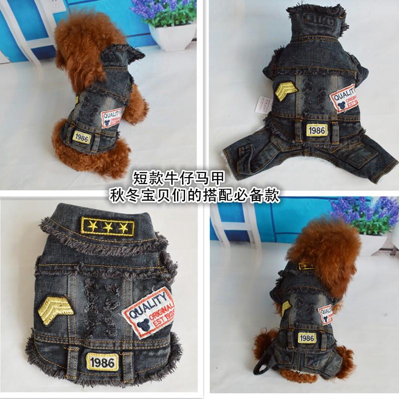 Beliebtes Haustier kleiner Hund Hundekleidung Jeansweste Jacke Frühling Sommer Herbst Winter