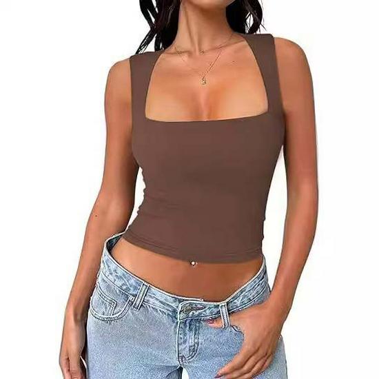 European-American Style Sleeveless Square Neck Milk Silk Camisole for Women