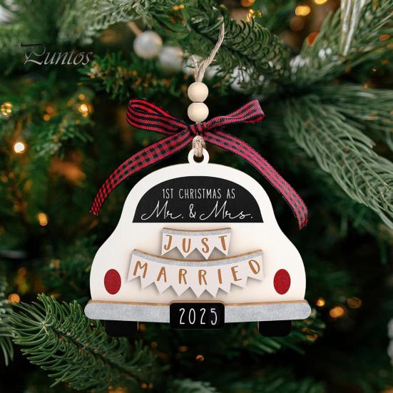 Wedding Gifts First Christmas Married Ornament Wooden Hanging Car/House Decoration Mr. And Mrs. Gift for Newlywed Bride