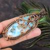 Natural Caribbean Larimar Gemstone Copper Wire Wrap Gift Pendant 3.86 o7S80