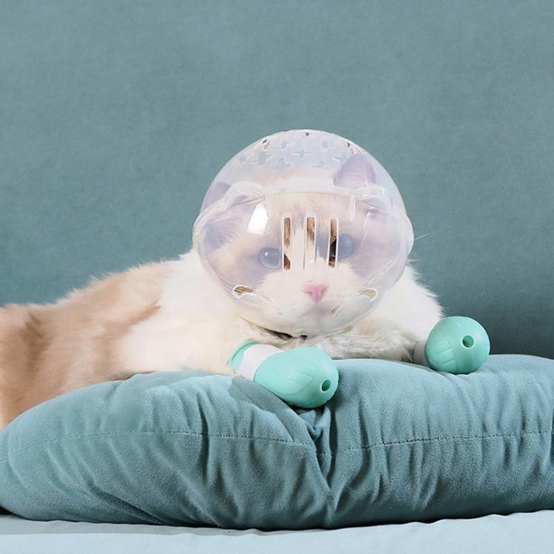 Comfortable Cats Muzzle Protective Space Helmet Prevents Licking Adjusting and Comfortable Head Cover for Pet Grooming