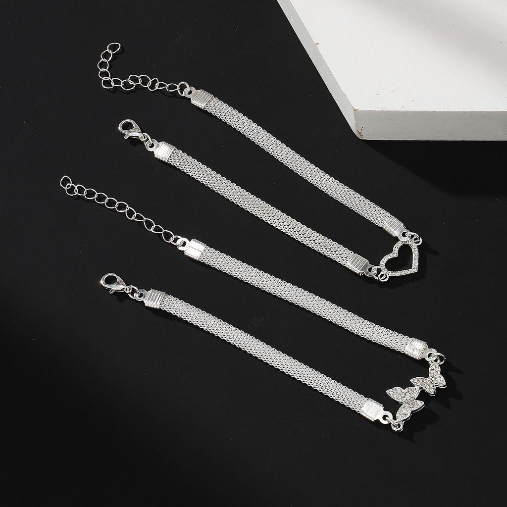 Europäisches & Amerikanisches Strand-Infinity-Schmetterlingsarmband mit Diamanten besetztem Liebes- und geometrischem Metallkettenelement