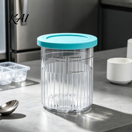Ice Cream Pint Containers for Ninja NC500, NC500C, NC501, NC501C Series, Food Grade Replacement Cups Creami Plastic Cup with Leak-proof Lid,