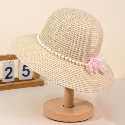 Pearl Sunshade Sunscreen Hat Women's Summer Sweet Lafite Straw Hat Advanced Sense Shows Small Face