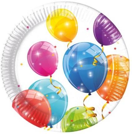 Talerzyki Papierowe Sparkling Balloons 20 Cm 8Szt.