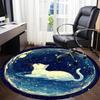 1PC Galaxy Cat Office Round Area Rug, Mat Suitable For Office, Under Office Chairs Bedroom Living Room Home Decor, Room Deco