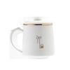 White Porcelain Office Tea Cup with Filter – Mutton Fat Design for Personal Use and Gift