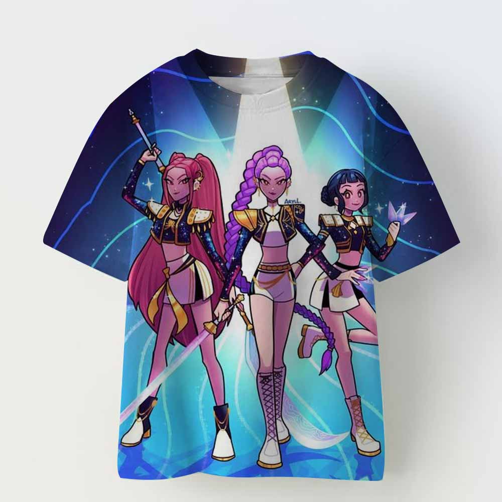 Haijian02 Children's Clothing KPop Demon Hunters Fans Gifts Kids Clothes Fashion Casual Tops 2025 Hot Movie Soft Baby Girls T Shirt 110