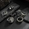 IngeSight.Z HipHop Punk Creative Silver Color Pentagram Poker Finger Rings Men Goth Irregular Stack Ring Trend Jewelry Accessory