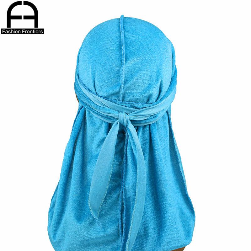 Unisex Men Women Velvet Durag Extra Long Tail Summer Breathable Bandanas Hat Waves Hair Cover Do Du Rags
