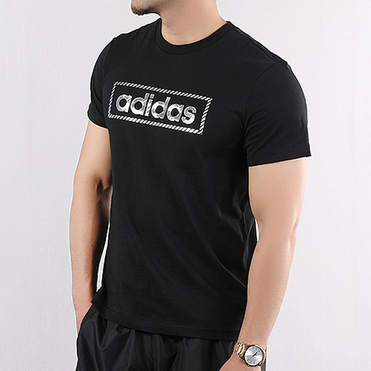 Adidas T Shirts Men's Black Crew Neck Moderate Straight Fit DY8721