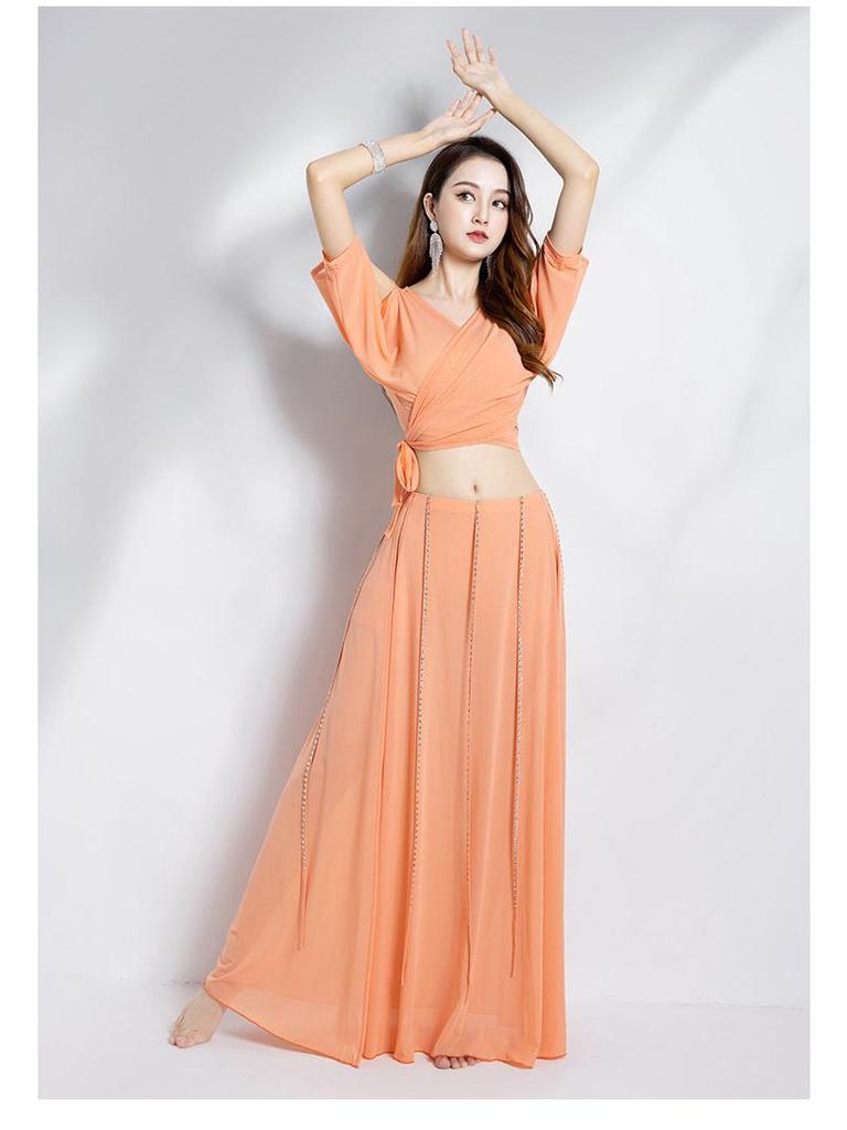 Huayu Dancewear Women's Sexy Belly Dance Practice Set - Beginner Oriental Performance Costume