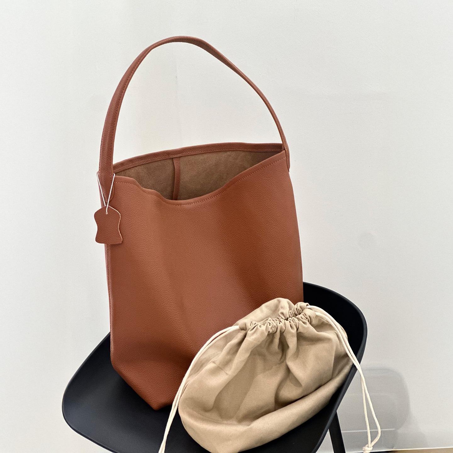 

MENDY Bucket Bag Large Women s Bag Tote Bag Shoulder Bag Luxury Designer Genuine Leather Handbag Japanese Popular Bag Soft Row Medium 30-32CM