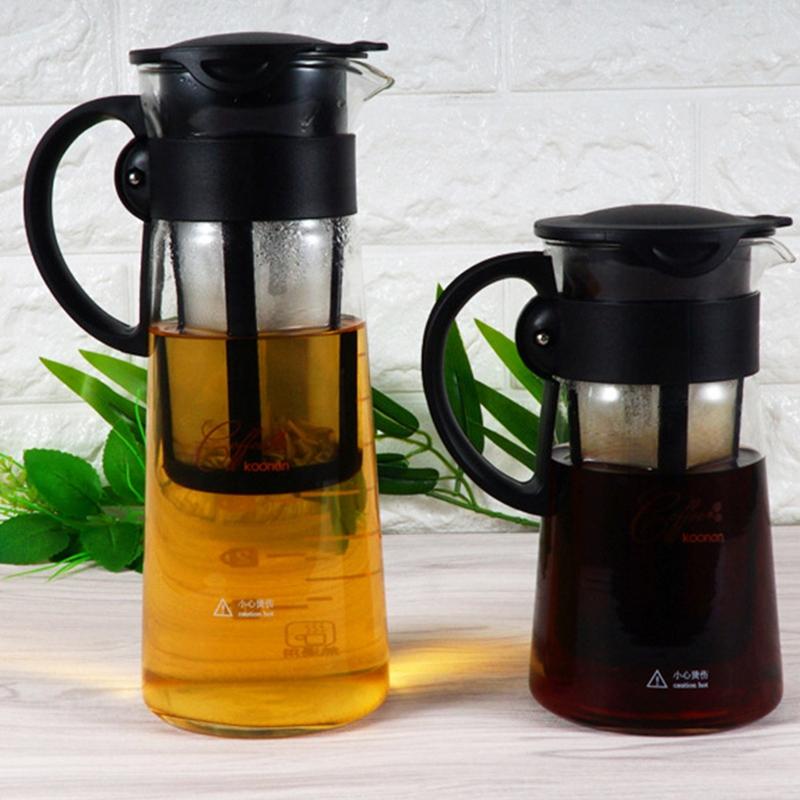 T02C!Glass Coffee Maker Coffee Maker Cold Extract Ice Brewed Water Bottle Non-Rust Filter Coffee Pot