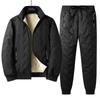 Completo invernale da uomo in cotone: Spesso Caldo Cappotto e Pantaloni in Montone Set Due Pezzi