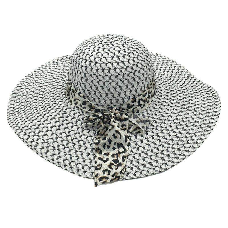 Pălărie de plajă pentru femei, șapcă Derby cu protecție solară, cu boruri largi, pliabile, de vară, șapci de paie pentru soare