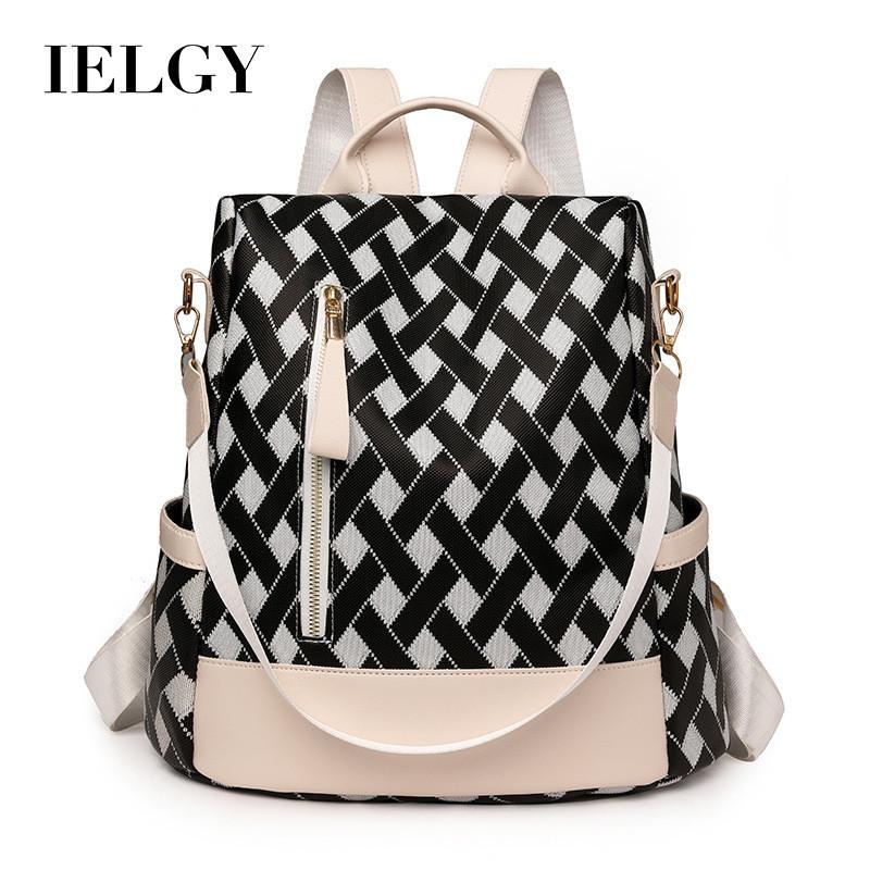 IELGY Simple Fashion Printing Large Capacity Backpack Female Bag