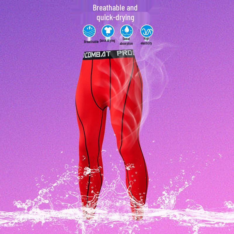 Men's Quick-Dry Compression Sports Pants: Tight, Breathable, High Elasticity for Basketball, Football, Running, and Fitness Training.