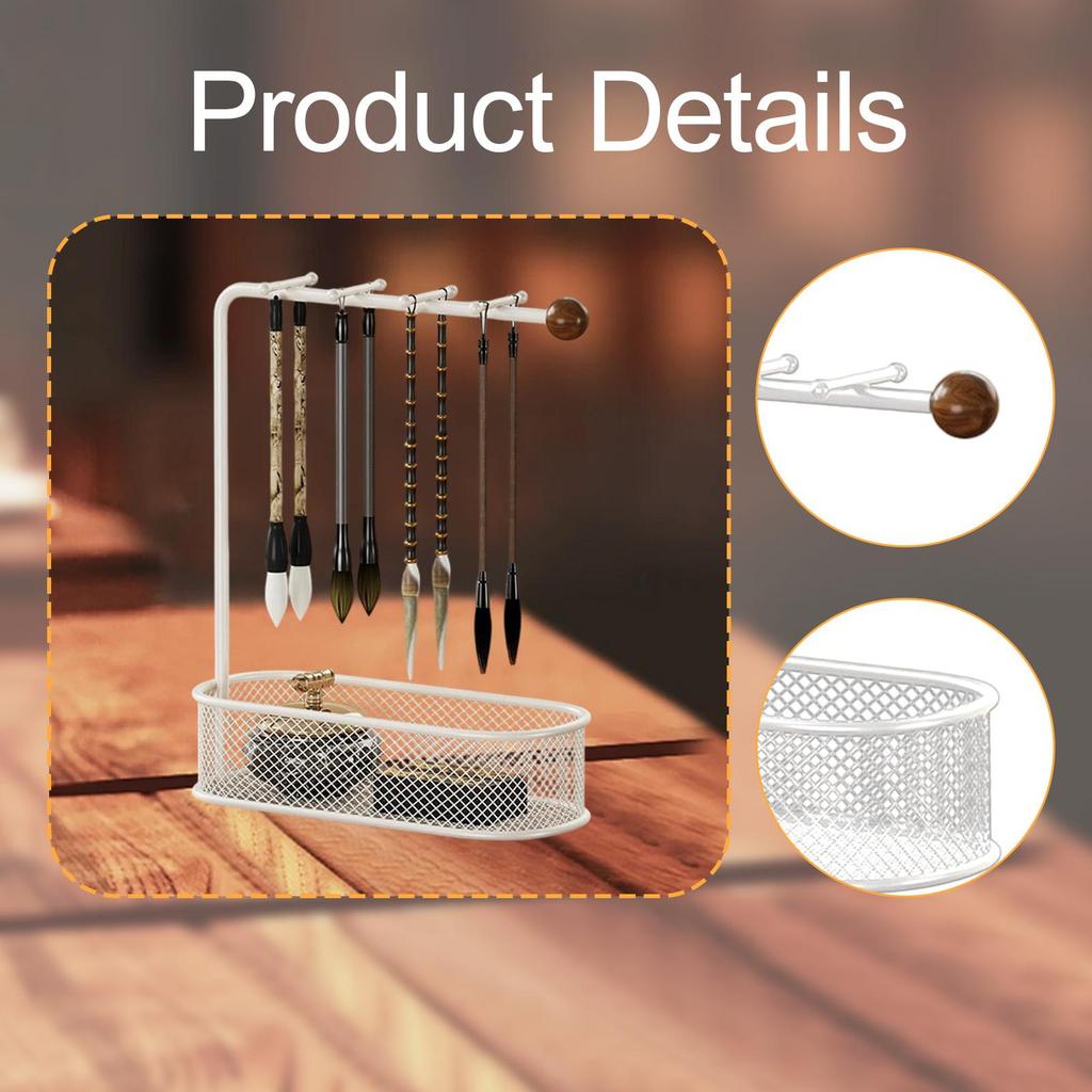 Metal Windchime Hanger Tabletop Stand Calligraphy Brush Holder Jewelry Organizer for Home Decoration