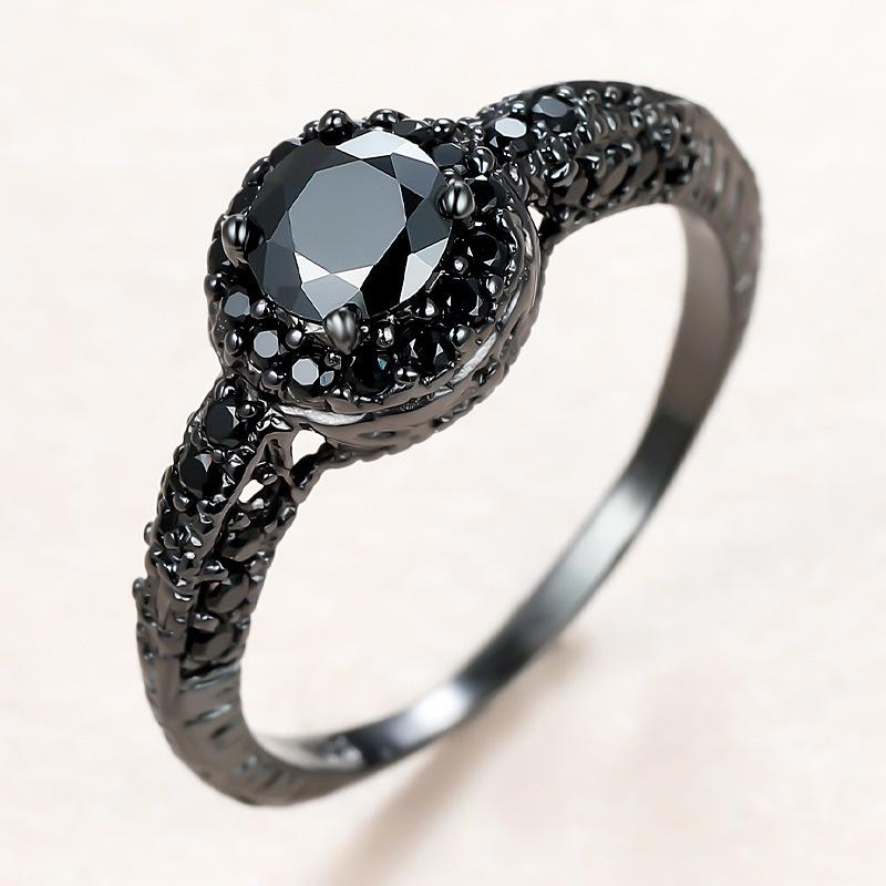 

Hein explosion black gold, black diamond large zircon slightly inlaid with diamond ring female style no. 10