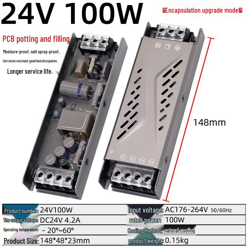 Ultra-slim Silent Switch Power Supply 12V 24V LED Light Box DC Voltage Regulator