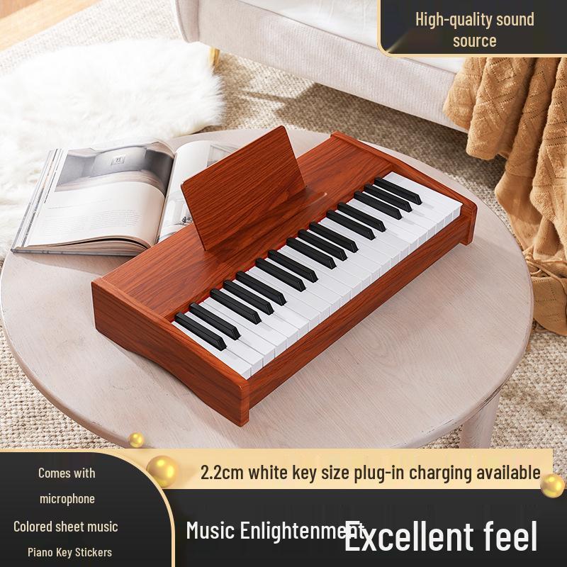 25 & 37-Key Wooden Children's Electronic Organ Piano: Beginner Musical Toy for Kids, Boys & Girls, Multifunctional for Home Use
