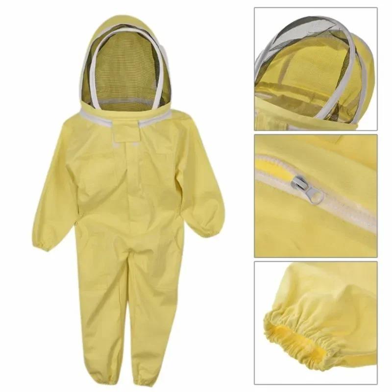 Yellow Child Beekeeping Equipment Full Body Clothes Protective Professional Gloves Veil Hat Safety Beekeeper Suit for Kids