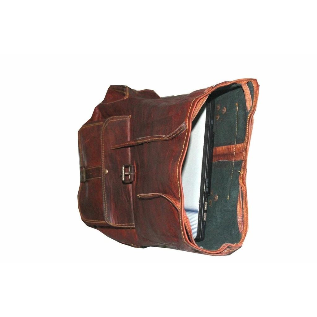 Real Genuine Men's Leather Backpack Satchel Rucksack Laptop Vintage Brown Bag