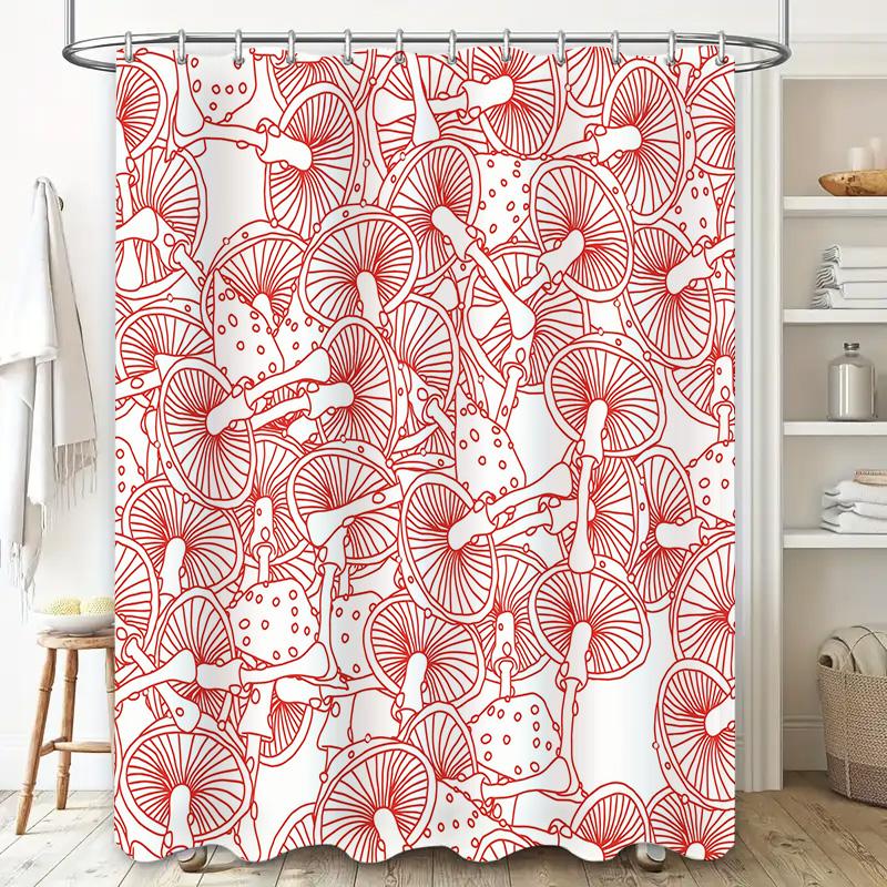 Bicycle Shower Curtain PrintPatterned Design for Bathroom Decor Red and White Bicycle-themed Shower Curtains 270x180cm (Large)