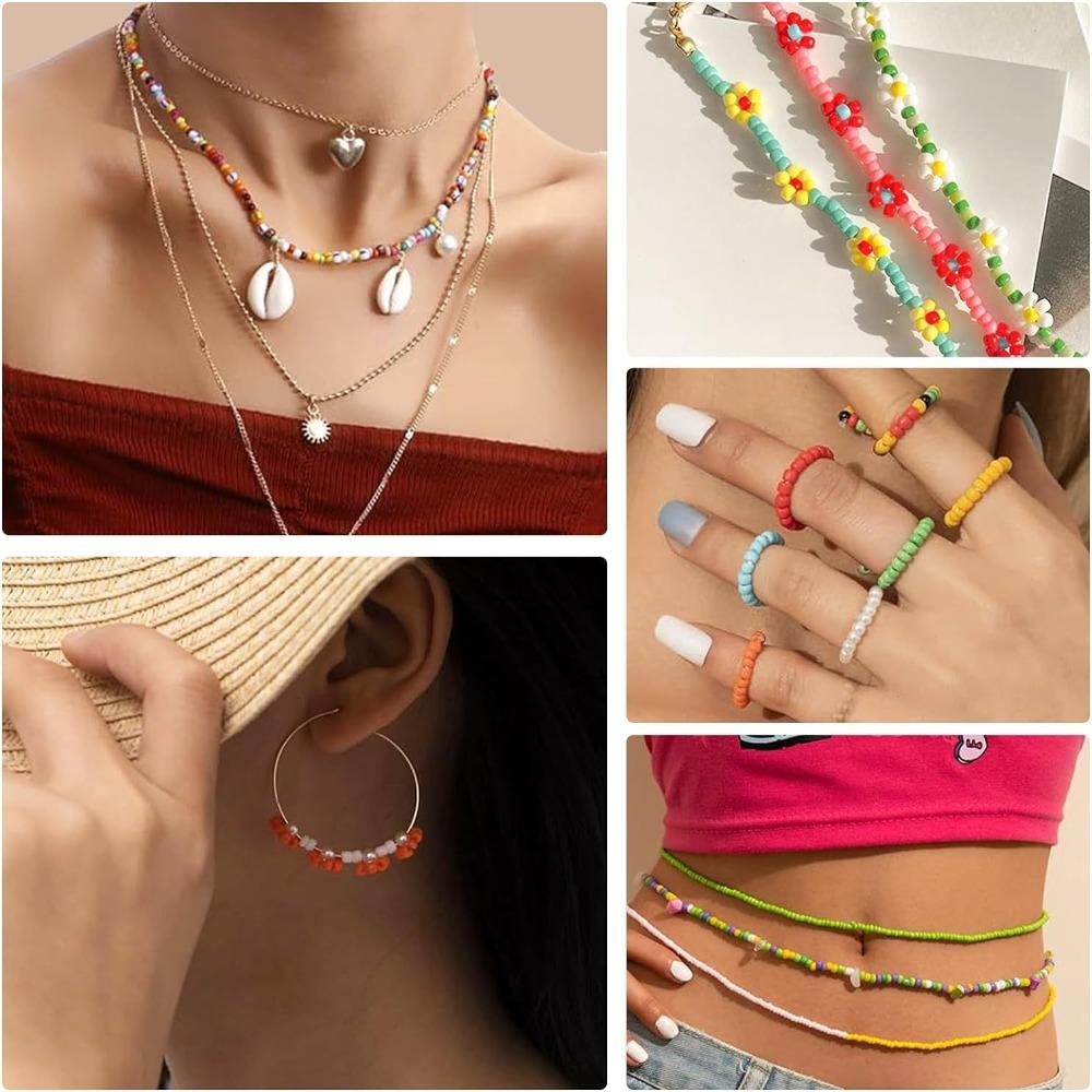 28+2Grid Jewelry Making 3mm Glass Beads Set with Letter Bead Premium Glass Rice Beads Set Friends