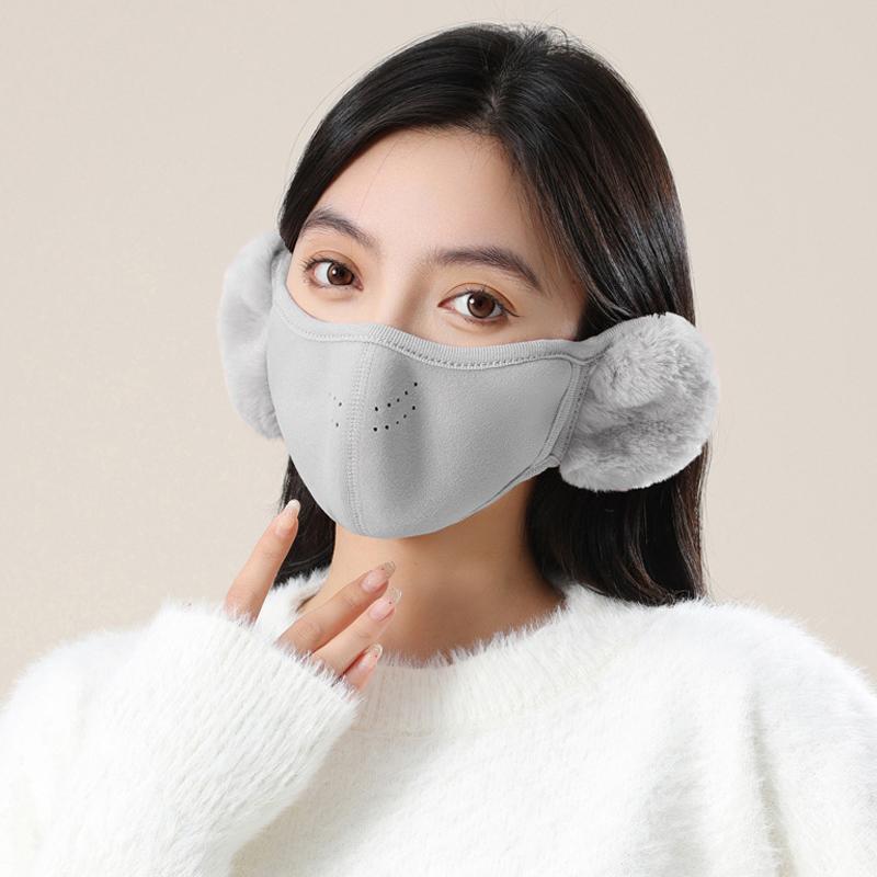 Herbst- und Winter Warme Winddichte und Staubdichte 2-in-1 Plüsch-Fahrradmaske