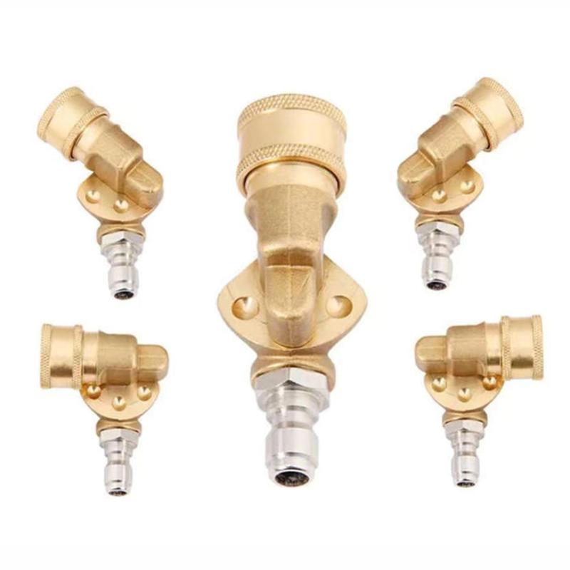 Acoplador de Lavadora de Alta Pressão Giratório de 180° Com 5 Pontas de Bico Angulares, Conexão Rápida de 1/4" Acessório Limpador de Calhas Para Uso Doméstico