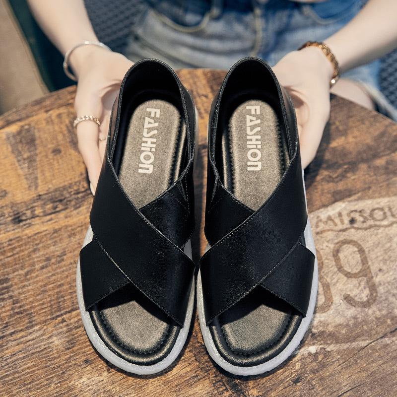 New summer fairy wind jelly bottom two wear soft bottom soft surface cool slippers outside wear inner heightening sandals female tide