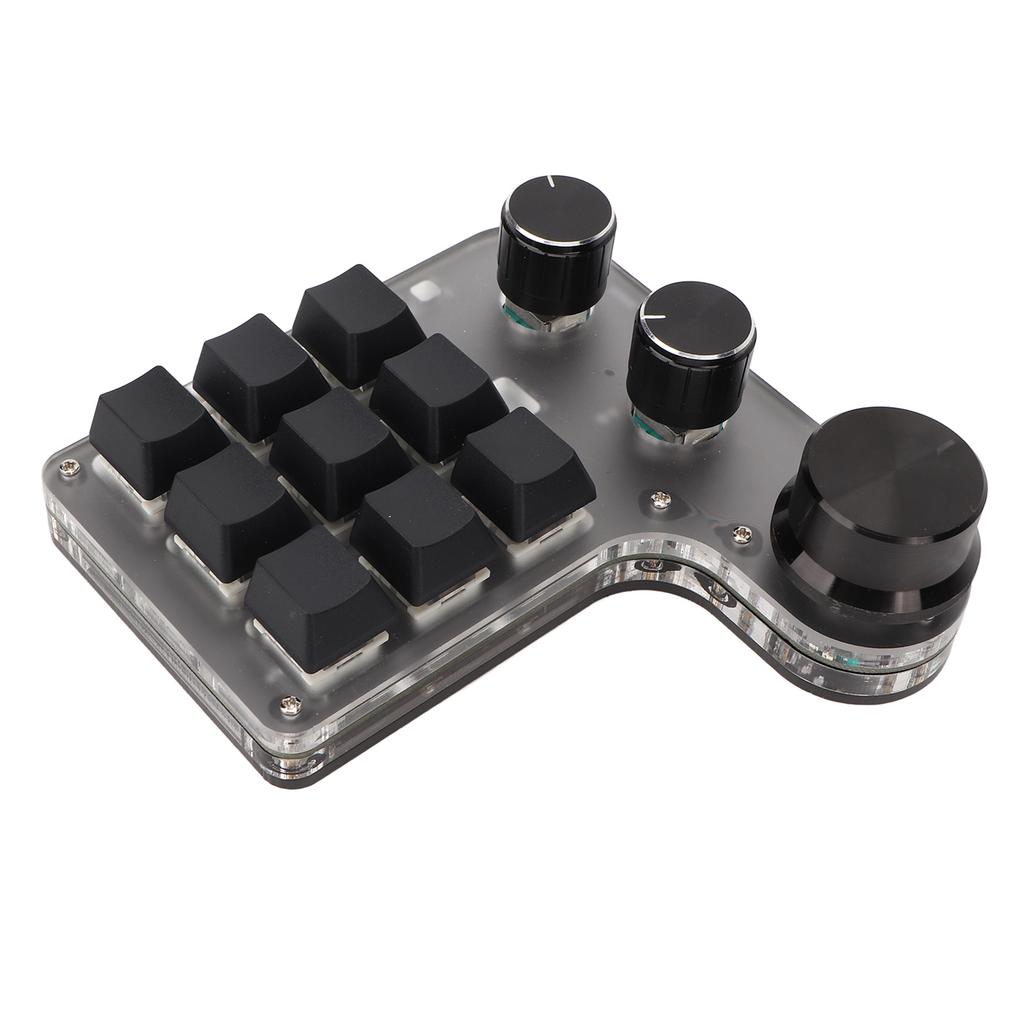 Programmable Macro Keyboard 9 Keys 3 Knobs USB Bluetooth Connection OSU Gaming Keyboard for Office Music Media