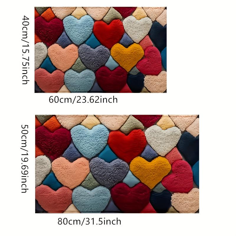 Valentine's Day Heart Pattern Mat, Soft Memory Foam Rug, Non-Slip Floor Mat for Living Room, Bathroom, Holiday Gift Home Decor