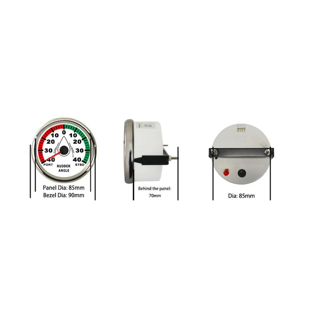 New Universal 52mm 85mm Marine Boat Rudder Angle Indicator Gauge 12V 24V with Red Backlight 0-190 ohms for Boat Yacht Vessel