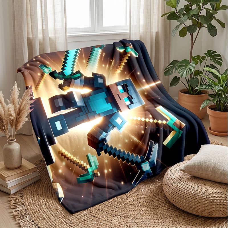 Game Theme Blanket Soft Flannel Blanket Plush Throw Blanket Cozy Sofa Bed Blanket for Home Decor