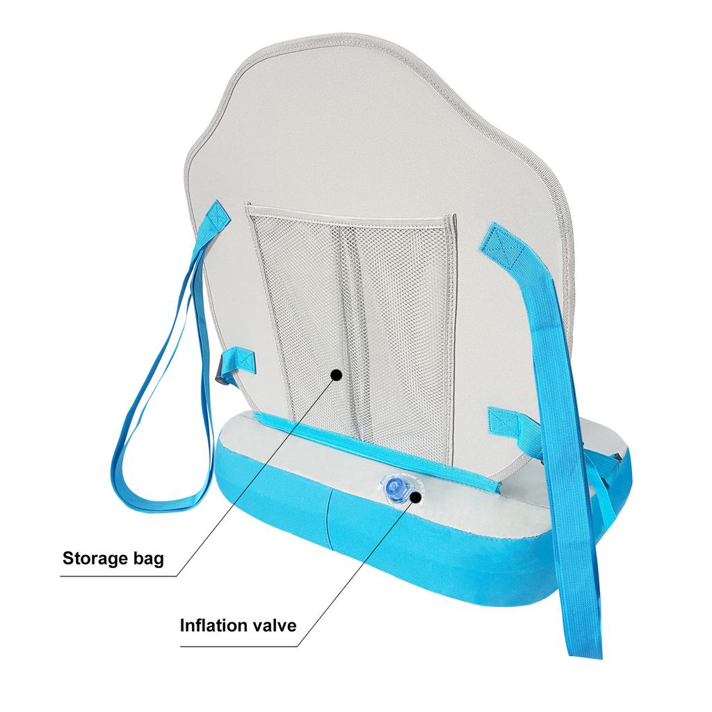 Universal PVC Inflatable Kayak Seat Boat Cushion with Back Support & Air Pump Adapter Kayak Accessory for Paddle Board Fishing