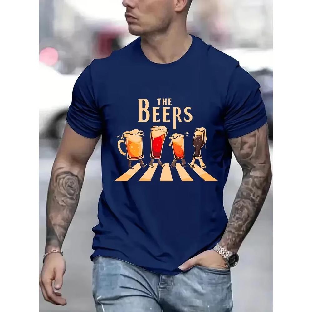 The Beers Printing Pánská trička Prodyšné Značkové Top Streetová Móda Tričko Pánská Ležérní Letní Trička Módní Pánská Trička