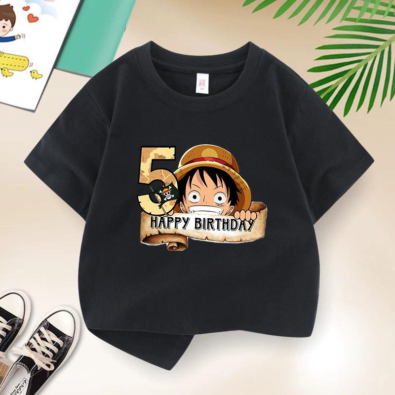 New Arrival AnimeThemed Happy5 Birthday Kids Pure Cotton Printed TShirt A Perfect Gift
