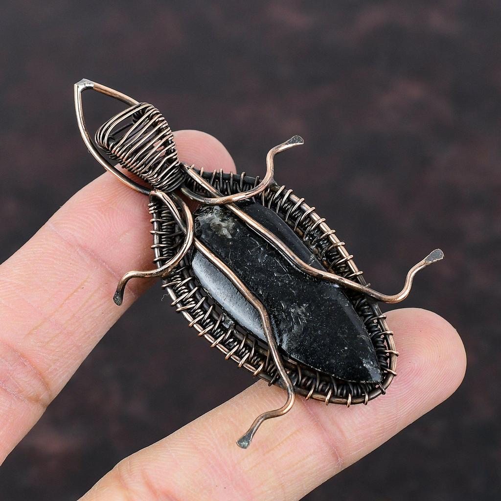 Orthoceras Fossil Pendant Copper Wire Wrapped Pendant Gemstone Pendant Copper Jewelry Unique Design Pendant Handmade Jewelry Gift For Women